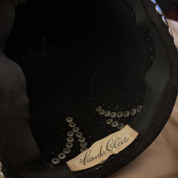 Frank olive black beaded & studs vintage hat